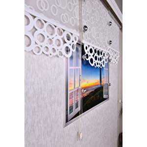 Ekru Yuvarlak Lazer Kesim Stor Perde 80x200