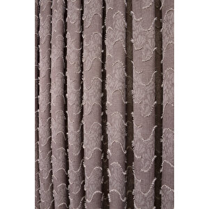 Desenli Angora 261190 Sütlü Kahve Fon Perde Tek Kanat 1x3 Sık Pile 400x250 cm