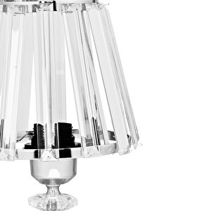 Evlight Taşlı Abajur 2'li̇ Kristal Gövdeli Gümüş Salon Yatak Odası Abajur
