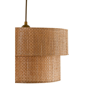 Evlight Kahve Modern Doğal Hazeran Rattan 2 Katlı Sarkıt Avize