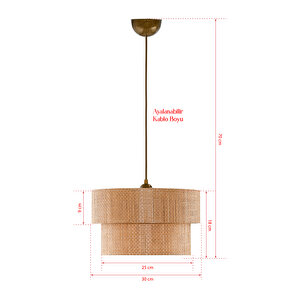 Evlight Kahve Modern Doğal Hazeran Rattan 2 Katlı Sarkıt Avize