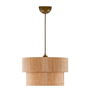 Evlight Kahve Modern Doğal Hazeran Rattan 2 Katlı Sarkıt Avize