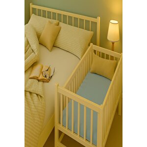 60 X120 + 15 Cm Pamuklu Ve Lastikli Fittet Penye Bebek Çarşafı Mavi