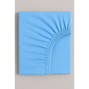 60 X120 + 15 Cm Pamuklu Ve Lastikli Fittet Penye Bebek Çarşafı Mavi