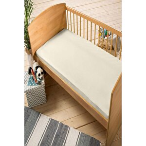2 Adet Pamuklu Ve Lastikli 60 X 120 X 15 Cm Penye Bebek Çarşaf Krem Beyaz