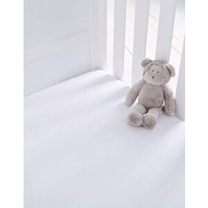 60 X120 + 15 Cm Pamuklu Ve Lastikli Fittet Penye Bebek Çarşafı Beyaz