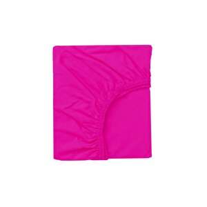 2 Adet Pamuklu Ve Lastikli 60 X 120 X 15 Cm Penye Bebek Çarşaf Fuşya Çiçeği