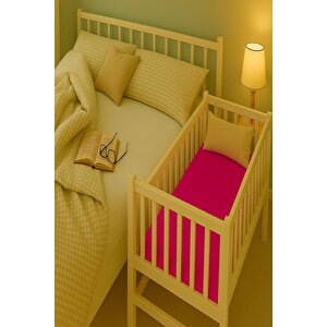 60 X120 + 15 Cm Pamuklu Ve Lastikli Fittet Penye Bebek Çarşafı Fuşya