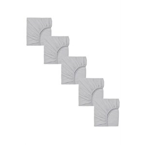 5 Adet 50 X 90 + 10 Cm Anne Yanı Lastikli Penye Kumaş Bebek Çarşafı Gri