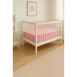 4 Adet 50 X 90 + 10 Cm Anne Yanı Lastikli Penye Kumaş Bebek Çarşafı Pembe