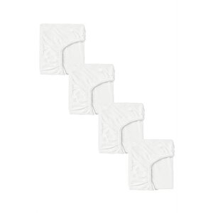 4 Adet 50 X 90 + 10 Cm Anne Yanı Lastikli Penye Kumaş Bebek Çarşafı Beyaz