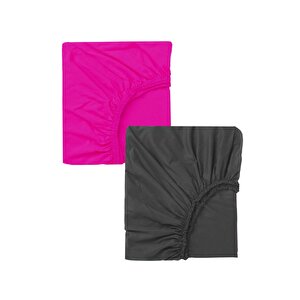 2 Adet 50 X 90 X 10 Cm Anne Yanı Lastikli Penye Kumaş Bebek Çarşafı Antrasit Cordoba