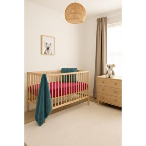 3 Adet 50 X 90 X 10 Cm Anne Yanı Lastikli Penye Kumaş Bebek Çarşafı Fuşya