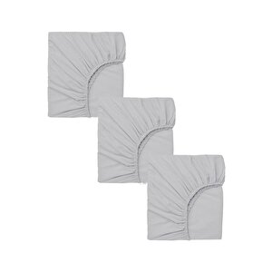 3 Adet Pamuklu Ve Lastikli 60 X 120 X 15 Cm Penye Bebek Çarşaf Gri