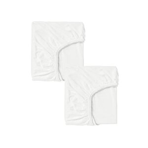 2 Adet 50 X 90 X 10 Cm Anne Yanı Lastikli Penye Kumaş Bebek Çarşafı Beyaz