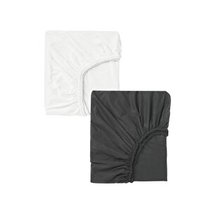 2 Adet Pamuklu Ve Lastikli 60 X 120 X 15 Cm Penye Bebek Çarşaf Beyaz - Antrasit