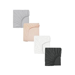 4 Adet Pamuklu Ve Lastikli 60 X 120 X 15 Cm Penye Bebek Çarşaf Gri 04