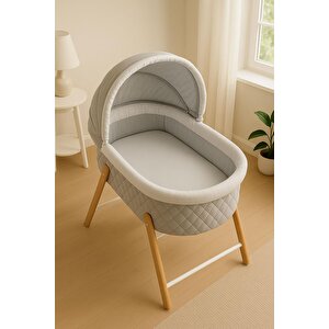 3 Adet 50 X 90 X 10 Cm Anne Yanı Lastikli Penye Kumaş Bebek Çarşafı Gri