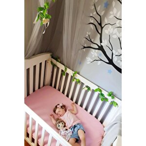 4 Adet Pamuklu Ve Lastikli 60 X 120 X 15 Cm Penye Bebek Çarşaf Pembe