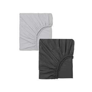 2 Adet Pamuklu Ve Lastikli 60 X 120 X 15 Cm Penye Bebek Çarşaf Gri 04