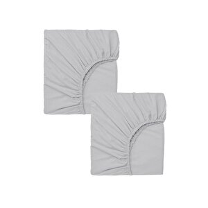 2 Adet 50 X 90 X 10 Cm Anne Yanı Lastikli Penye Kumaş Bebek Çarşafı Gri