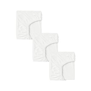 3 Adet Pamuklu Ve Lastikli 60 X 120 X 15 Cm Penye Bebek Çarşaf Beyaz