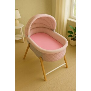 3 Adet 50 X 90 X 10 Cm Anne Yanı Lastikli Penye Kumaş Bebek Çarşafı Pembe