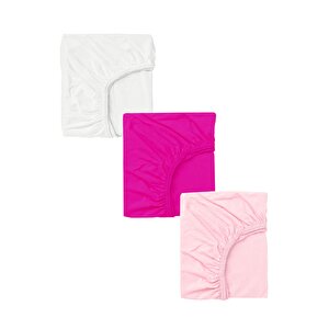 3 Adet Pamuklu Ve Lastikli 60 X 120 X 15 Cm Penye Bebek Çarşaf Renkli