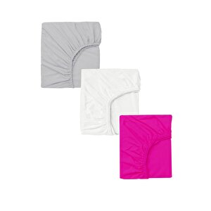 3 Adet Pamuklu Ve Lastikli 60 X 120 X 15 Cm Penye Bebek Çarşaf Fuşya Sedef
