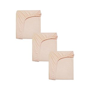 3 Adet Pamuklu Ve Lastikli 60 X 120 X 15 Cm Penye Bebek Çarşaf Açık Somon