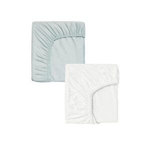2 Adet Pamuklu Ve Lastikli 60 X 120 X 15 Cm Penye Bebek Çarşaf Mint Beyaz