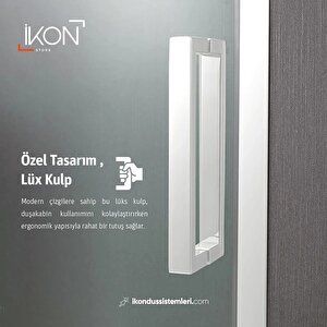 Kare Beyaz Buzlu Cam Duşakabin