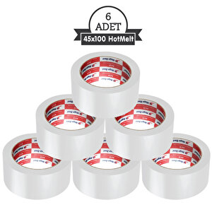 Koli Bandı 45mm.x100m. Beyaz (6 ADET) Güçlü Yapışma | Hotmelt Kalite Beyaz