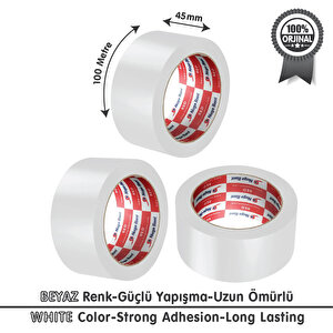 Koli Bandı 45mm.x100m. Beyaz (6 ADET) Güçlü Yapışma | Hotmelt Kalite Beyaz