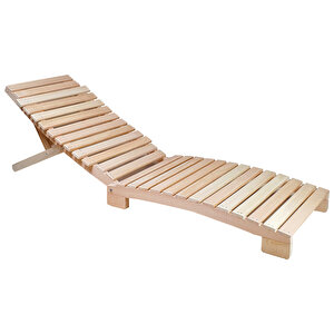 Bysay Ahşap Katlanabi̇li̇r Yatar Şezlong 3 Kademe Plaj Yataği Mi̇nder Dahi̇l (naturel - Krem) Krem