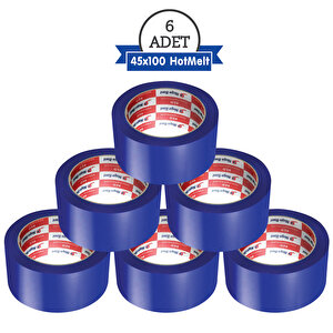 Koli Bandı 45mm.x100m. Mavi (6 ADET) Güçlü Yapışma | Hotmelt Kalite Mavi