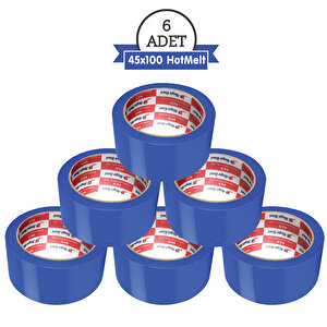 Koli Bandı 45mm.x100m. Mavi (6 ADET) Güçlü Yapışma | Hotmelt Kalite Mavi