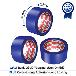 Koli Bandı 45mm.x100m. Mavi (6 ADET) Güçlü Yapışma | Hotmelt Kalite Mavi