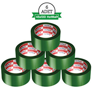 Koli Bandı 45mm.x100m. Yeşi̇l (6 ADET) Güçlü Yapışma | Hotmelt Kalite Yeşil