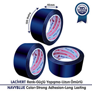 Koli Bandı 45mm.x100m. Lacivert (6 ADET) Güçlü Yapışma | Hotmelt Kalite Lacivert
