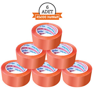 Koli Bandı 45mm.x100m. Turuncu (6 ADET) Güçlü Yapışma | Hotmelt Kalite Turuncu