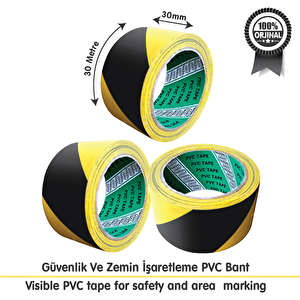 Pvc Yer-zemin İşaretleme | Güvenlik Bandı - 50 Mmx30 Metre - Sarı-siyah