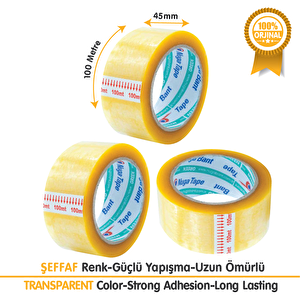 Koli Bandı 45x100 Şeffaf (6 Adet) Akrilik | Kopmayan Bant