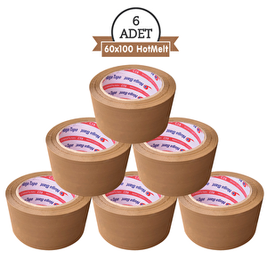 60x100 Kahverengi (taba) - (6 Adet) | Hotmelt Güçlü Yapışkanlı Koli Bandı