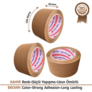 60x100 Kahverengi (taba) - (6 Adet) | Hotmelt Güçlü Yapışkanlı Koli Bandı