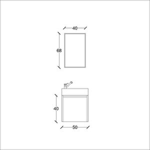 Tiny Aynalı Banyo Dolabı 50 Cm Safir Meşe