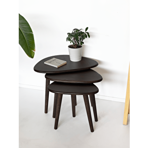 Doğal Masif Ahşap Damla Sehpa Seti - 3'lü Zigon Set Modern Ve Minimalist Sehpa Takımı ,Yan Sehpa, Orta Sehpa, Dekoratif Sehpa Ceviz