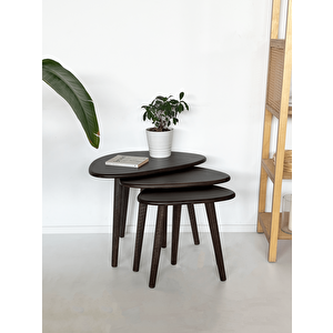 Doğal Masif Ahşap Damla Sehpa Seti - 3'lü Zigon Set Modern Ve Minimalist Sehpa Takımı ,Yan Sehpa, Orta Sehpa, Dekoratif Sehpa Ceviz