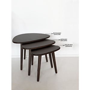 Doğal Masif Ahşap Damla Sehpa Seti - 3'lü Zigon Set Modern Ve Minimalist Sehpa Takımı ,Yan Sehpa, Orta Sehpa, Dekoratif Sehpa Ceviz