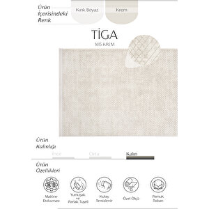Tiga 1615 Krem Halı Yolluk Yatak Odası Halı Dokuma Salon Halısı Antre Koridor Halısı 120x180 cm